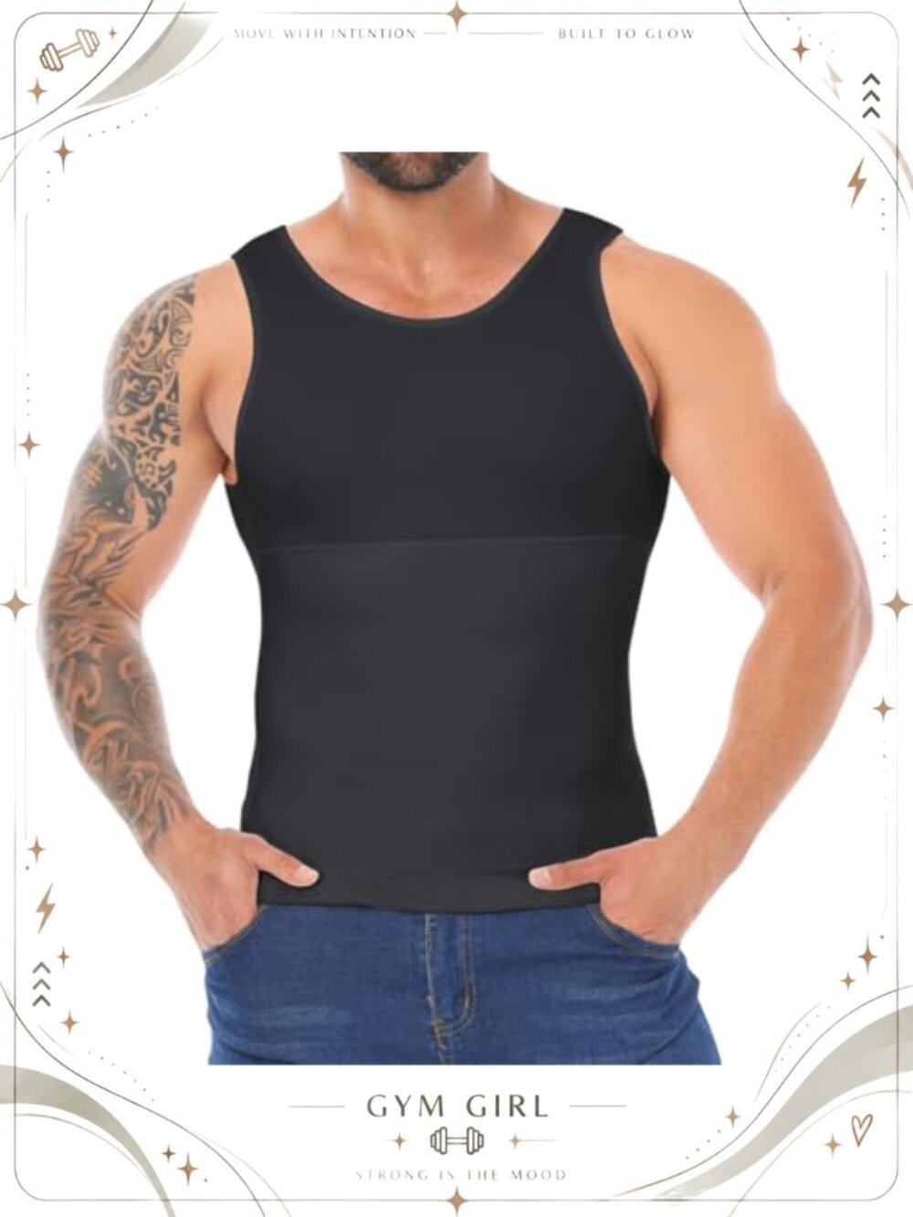 Men's Nylon Spandex Slimming Compression Tank Top Body Shaper Vest